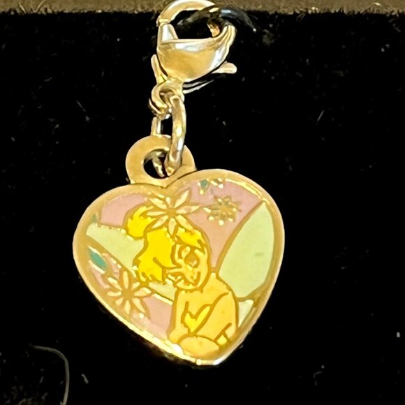 Vintage Disney Tinker Bell Tinkerbell Charm Disneyana Fairy Heart Zipper Pull - Picture 2 of 8